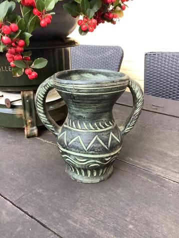 Prachtige handgemaakte brocante vaas, kerfsnede beschikbaar voor biedingen