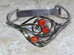Art Nouveau zilveren armband met koraal, Sieraden, Tassen en Uiterlijk, Antieke sieraden, Verzenden, Zilver, Armband, Met edelsteen