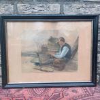 Aquarel Mandenvlechter., Ophalen of Verzenden