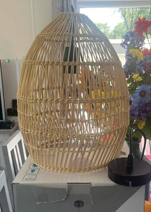 Hanglamp Sarah Naturel rotan 150x28,5x35, Huis en Inrichting, Lampen | Hanglampen, Nieuw, Minder dan 50 cm, Hout, Ophalen