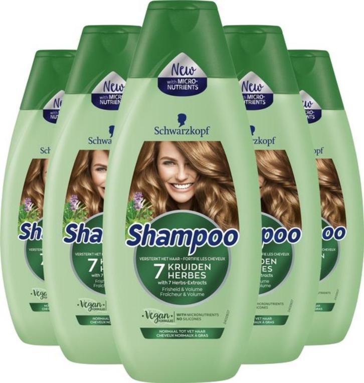 Schwarzkopf 7 Kruiden Shampoo 5x 400ml - Voordeelverpakking, Sieraden, Tassen en Uiterlijk, Uiterlijk | Haarverzorging, Nieuw