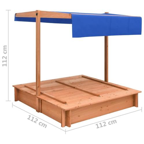 Zandbak met dak 112x112x112 cm vurenhout, Kinderen en Baby's, Speelgoed | Buiten | Zandbakken, Nieuw, Verzenden