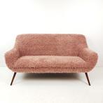 Vintage bank nieuw gestoffeerd roze doodle bank pluche, Hout, ., Minder dan 75 cm, 125 cm of meer