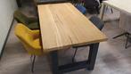 Recht oud eiken eettafel van 200x95cm, 4,5cm dik, Niet ingevuld, 50 tot 100 cm, Vijf personen of meer, Eikenhout