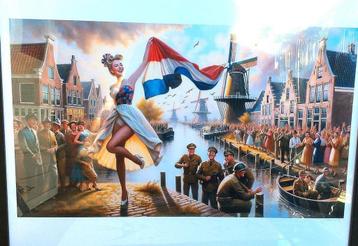 1945 Bevrijding Nederland Limited Edition pin up Litho lijst beschikbaar voor biedingen