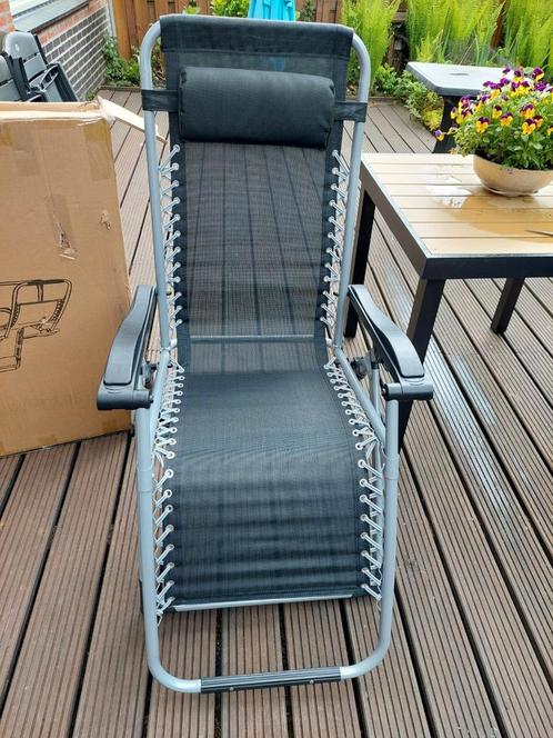 4 nwe. verstelbare tuin(lig)stoelen + kussens, Tuin en Terras, Tuinstoelen, Nieuw, Ophalen