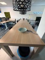 Mega grote eettafel licht eikenfineer + 14 barkrukken, Ophalen, Gebruikt, Eikenhout, 200 cm of meer