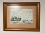 Zicht op de Schiedamse/Rotterdamse Haven- Theo Wiegman, Antiek en Kunst, Ophalen of Verzenden