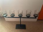 Metalen kandelaar met glaasjes zwart, Zwart, Nieuw, Ophalen of Verzenden, Metaal