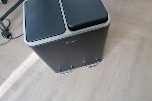 Duo Pedaalemmer Zwart - afvalscheiding, Huis en Inrichting, Woonaccessoires | Prullenbakken, Zo goed als nieuw, Kunststof, Minder dan 50 cm