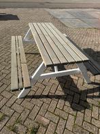 Op = Op nieuwe picknicktafels 6 persoons grijs wit tuintafel, Tuin en Terras, Nieuw, Rechthoekig, Ophalen of Verzenden