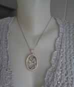 zilveren vergulde ketting met mooie grote hanger [058], Overige materialen, Verzenden, Zo goed als nieuw, Met kristal