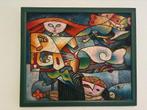 Abstract Schilderij B. Long - 65x55cm, Antiek en Kunst, Kunst | Schilderijen | Abstract, Ophalen of Verzenden