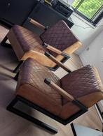 Fauteuils cognac x2, Huis en Inrichting, Fauteuils, Ophalen, Gebruikt, 50 tot 75 cm, Leer
