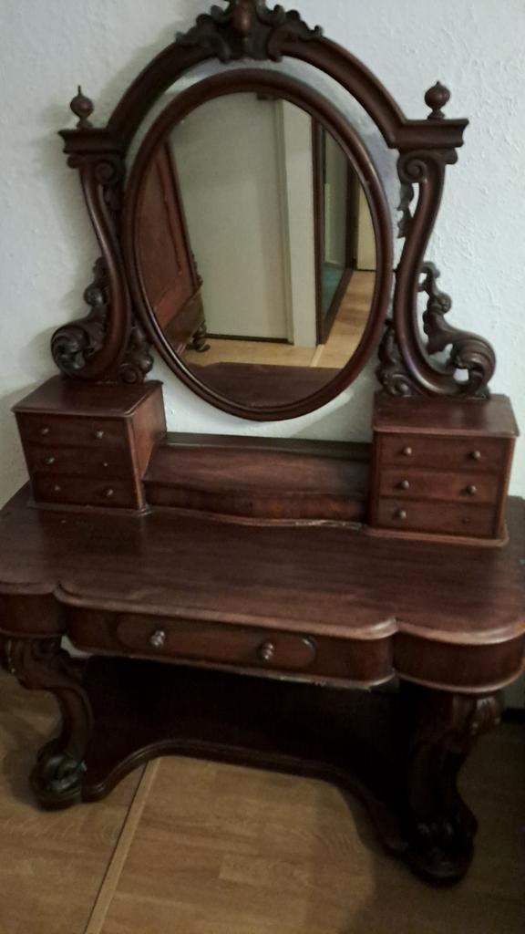 Antieke Toilettafel met Spiegel, Antiek en Kunst, Antiek | Meubels | Bedden, Ophalen