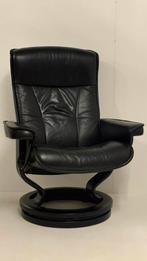 Scandi design Stressless Ekornes lounge fauteuil zwart leer, Huis en Inrichting, Fauteuils, Ophalen, Scandinavisch design, ., Zo goed als nieuw