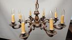 Antieke kroonluchter met 8 armen brons, Huis en Inrichting, Ophalen of Verzenden, Gebruikt, Metaal, Antiek