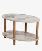 Nieuwe ovale salontafel | marmer-creme-houtkleurig, Huis en Inrichting, Tafels | Salontafels, Minder dan 50 cm, 50 tot 100 cm
