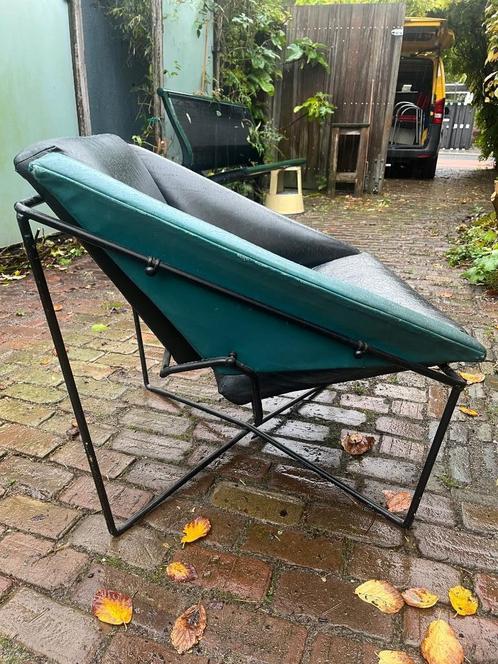 Rob Eckhardt van Speyk fauteuil Memphis Design, Huis en Inrichting, Fauteuils, Gebruikt, Hout, Leer, Metaal, Overige materialen