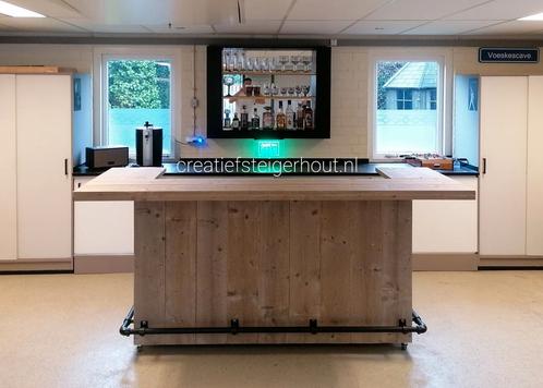 Verrijdbare bar steigerhout voetsteun huisbar thuis balie, Huis en Inrichting, Barren, Nieuw, Ophalen of Verzenden
