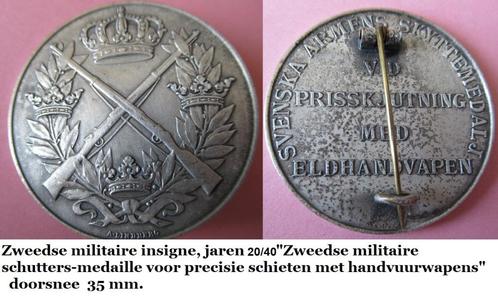 verzilverde medaille, Zweden, scherpschutter handvuurwapens., Postzegels en Munten, Penningen en Medailles, Overige materialen