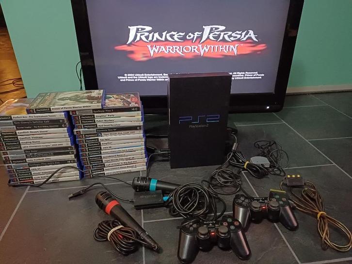 Playstation 2 met 31 spellen 2 controllers singstar eytoy, Spelcomputers en Games, Spelcomputers | Sony PlayStation 2, Zo goed als nieuw