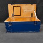 transport kist blauw industriële brocante decoratie, Huis en Inrichting, Woonaccessoires | Kisten, Minder dan 50 cm, Gebruikt