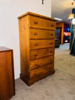 Vintage grenen ladekast met zes lades, Ophalen, A, A, A