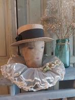 Antiek pruikenhoofd/ hoedenhoofd canvas met gezicht + mutsje, Antiek en Kunst, Ophalen of Verzenden