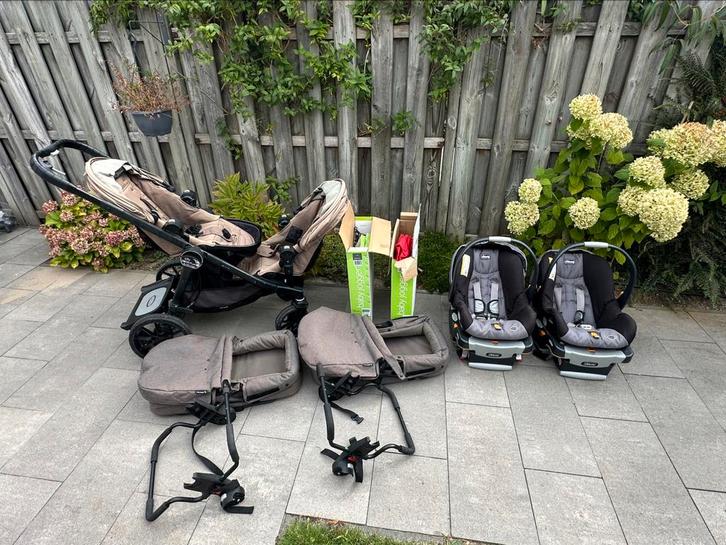 Tweelingwagen inclusief reiswieg en autostoeltjes, Kinderen en Baby's, Kinderwagens en Combinaties, Gebruikt, Combiwagen, Bugaboo