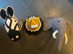 Vilten dierenkoppen voor aan de wand, Kinderen en Baby's, Kinderkamer | Inrichting en Decoratie, Ophalen of Verzenden, Zo goed als nieuw