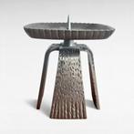 Vintage Brutalist gietijzeren kandelaar, Japan, 1970s, Gebruikt, Ophalen of Verzenden, Metaal, Grijs