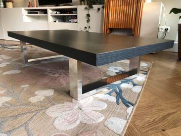 Salontafel als nieuw! Hout met roestvrij staal onderstel beschikbaar voor biedingen