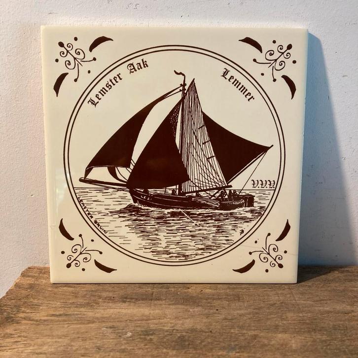 Vintage Lemster Aak Wandtegel, Antiek en Kunst, Antiek | Wandborden en Tegels, Ophalen of Verzenden