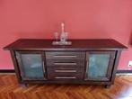 Mooie houten dressoir kast met glasdeuren, Ophalen, Gebruikt, Glas, Klassiek als modern