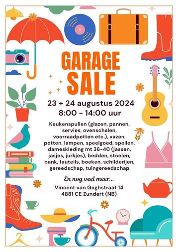 Garage Sale: items voor keuken, tuin, kleding, meubels etc. beschikbaar voor biedingen