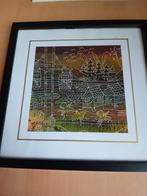 Indonesië  landschap schilderij tje maat22x22 cm, Antiek en Kunst, Kunst | Niet-Westerse kunst, Ophalen of Verzenden