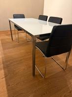 Glazen eettafel te koop, Huis en Inrichting, Tafels | Eettafels, Ophalen, Gebruikt, Vierkant, 50 tot 100 cm