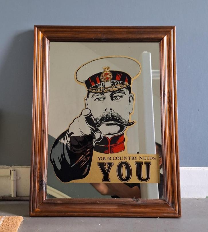 Barspiegel - WWI Lord Kitchner - Your country needs you, Huis en Inrichting, Woonaccessoires | Spiegels, Minder dan 50 cm, Minder dan 100 cm