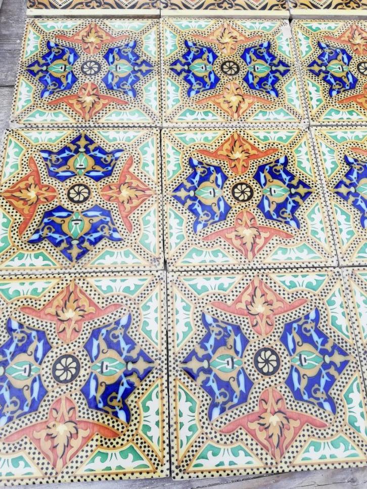 Set van 9 bijzondere antieke Spaanse tegels 20x20cm, Antiek en Kunst, Antiek | Wandborden en Tegels, Ophalen
