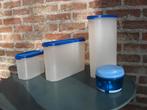 tupperware: ruimtespaarders, hakmolen/ajuinsnijder, Huis en Inrichting, Keuken | Tupperware, Verzenden, Gebruikt, Blauw, Overige typen