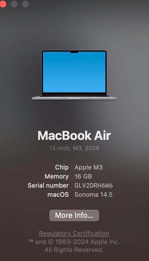 Macbook air M3 2024 16GB ram 512 Logic pro ruil imac m serie, Computers en Software, Apple Macbooks, Zo goed als nieuw, 13 inch