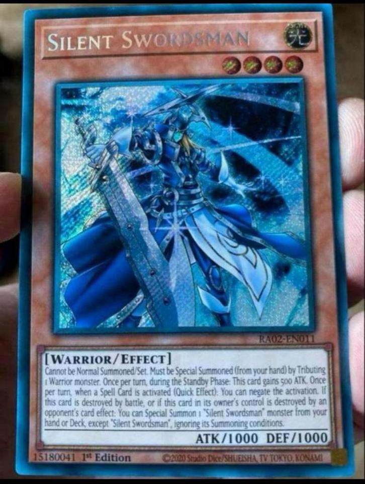 Yu-Gi-Oh! Silent Swordsman RA02 1st Edition M/NM !, Hobby en Vrije tijd, Verzamelkaartspellen | Yu-gi-Oh!, Zo goed als nieuw, Losse kaart