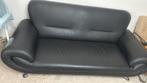 Zwarte leren tweezitsbank, Huis en Inrichting, Banken | Bankstellen, Ophalen, Gebruikt, 150 tot 200 cm, Tweepersoons