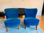 Twee Artifort stoelen origineel blauw rib bekleed, Huis en Inrichting, Banken | Sofa's en Chaises Longues, Eenpersoons, 75 tot 100 cm
