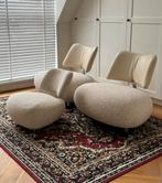 Leolux Pallone Set: 2x Pa + 1x Lil – Crème Leder/Bouclé, Ophalen, Metaal, Nieuw, 75 tot 100 cm