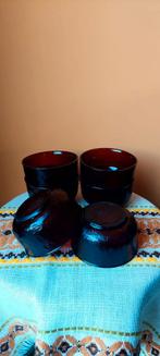 Vintage 6 Arcoroc Sierra robijn rood Glazen schaaltjes 11 cm, Huis en Inrichting, Ophalen of Verzenden, Overige stijlen, Glas