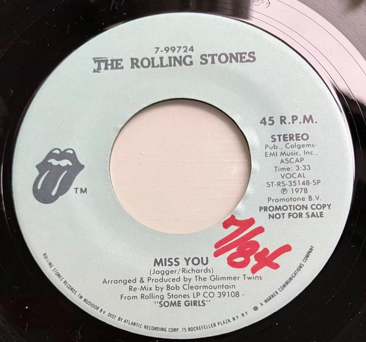 US65 rolling stones miss you 2x US84 PROMO €20, Cd's en Dvd's, Vinyl Singles, Zo goed als nieuw, Single, Rock en Metal, 7 inch