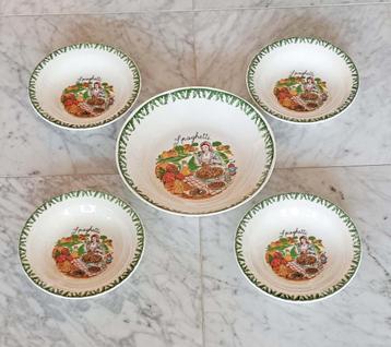 VINTAGE CMS Italy spaghetti borden met grote schaal. 5 delen beschikbaar voor biedingen