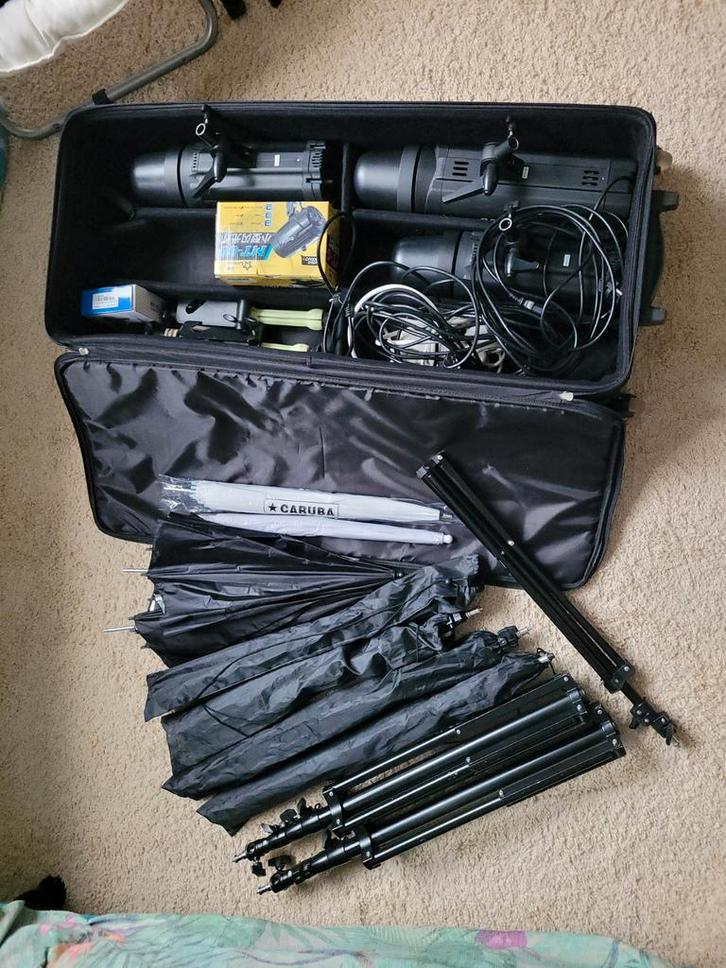 Volledige professionele fotostudio, Audio, Tv en Foto, Fotografie | Fotostudio en Toebehoren, Zo goed als nieuw, Complete fotostudio